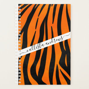 Wild Orange Black Tiger Stripes Animal Print Planer
