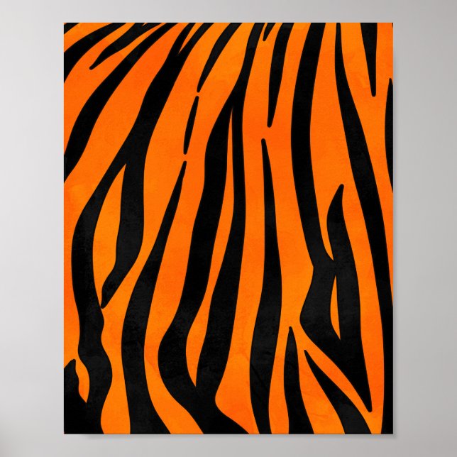 Wild Orange Black Tiger Stripes Animal Print Poster (Vorne)