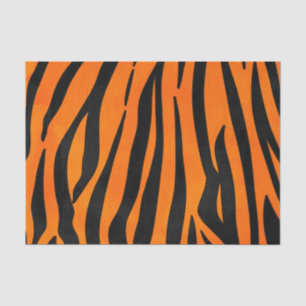 Wild Orange Black Tiger Stripes Animal Print Seidenpapier