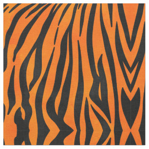 Wild Orange Black Tiger Stripes Animal Print Stoff