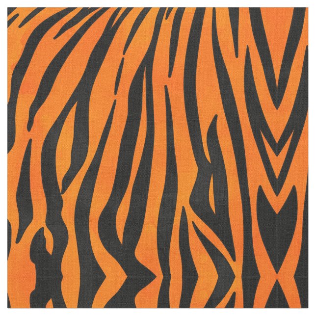 Wild Orange Black Tiger Stripes Animal Print Stoff (Nahaufnahme)