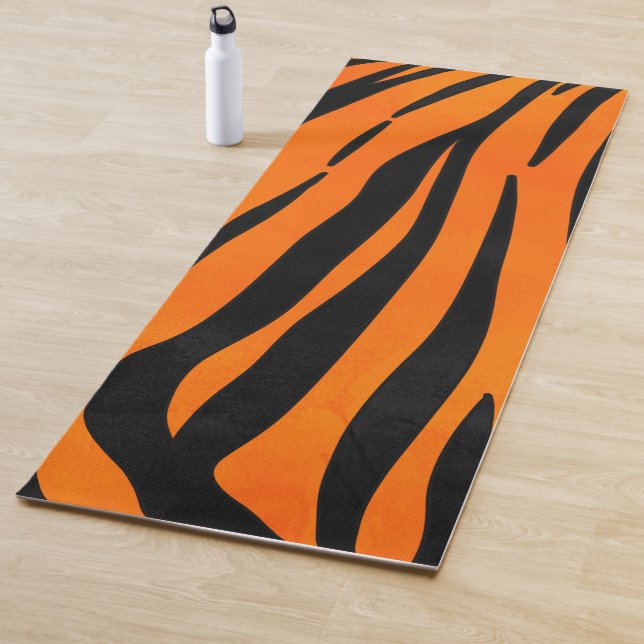 Wild Orange Black Tiger Stripes Animal Print Yogamatte (Beispiel)