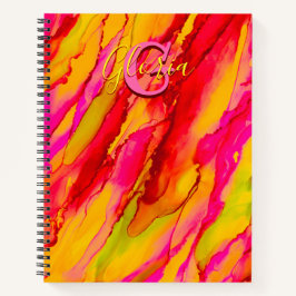 Wild Orange und Fuscia Alkohol Tinte Notizbuch