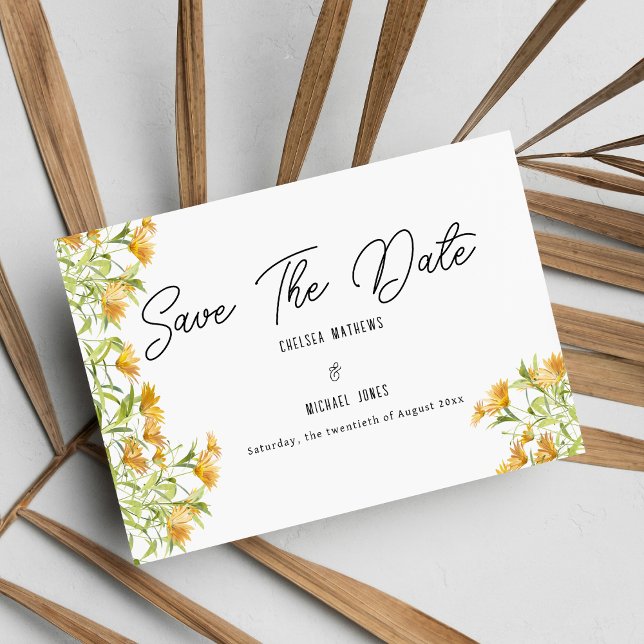 Wild-orangefarbene grüne Frühlingsblüte Save the D Date (Wild orange green spring floral Save The Date )