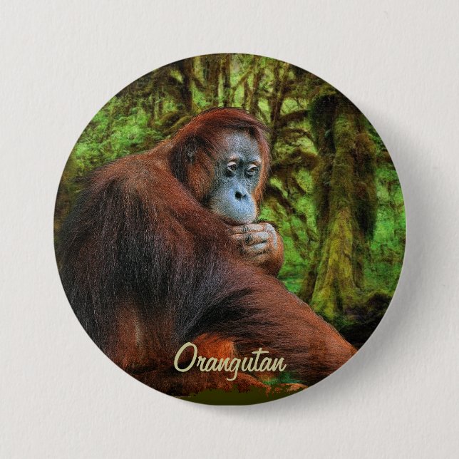 Wild Orangutan & Jungle Primat Art Button (Vorderseite)