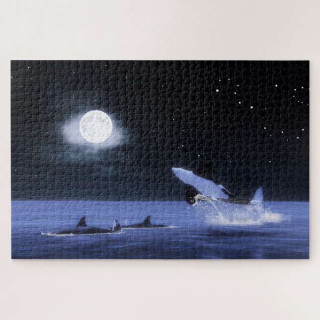 Wild Orcas Moonlight Swim Puzzle (Horizontal)