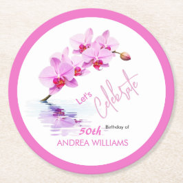 Wild Orchid Blume Blüten 50. Geburtstag Untersetze Runder Pappuntersetzer