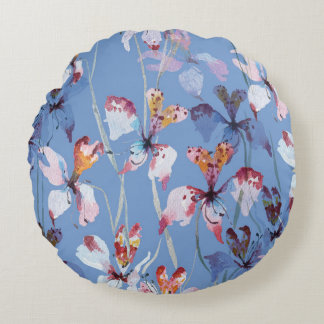 Wild Orchid Elegante: Watercolor Luxus Rundes Kissen