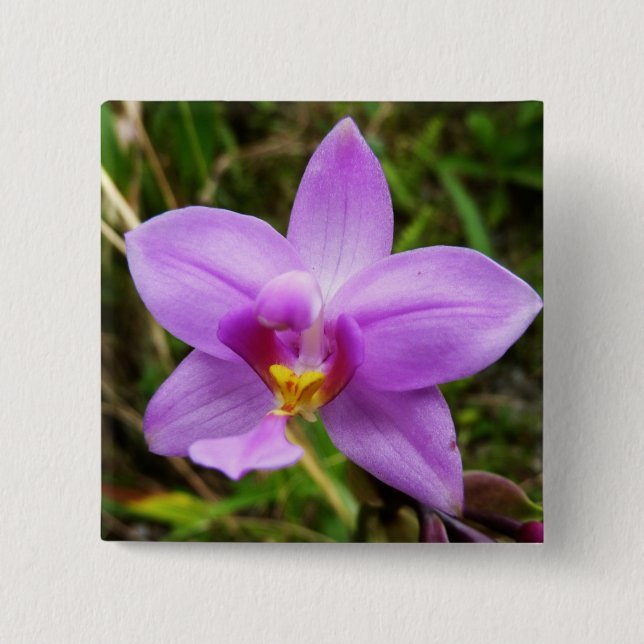Wild Orchid Lila tropische Blume Button (Vorderseite)