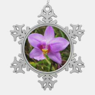 Wild Orchid Lila tropische Blume Schneeflocken Zinn-Ornament