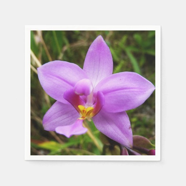 Wild Orchid Lila tropische Blume Serviette (Vorderseite)
