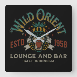 Wild Orient Vintage Panther Tiger T-Shirt Quadratische Wanduhr