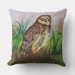 Wild Owl in nature watercolor art Kissen