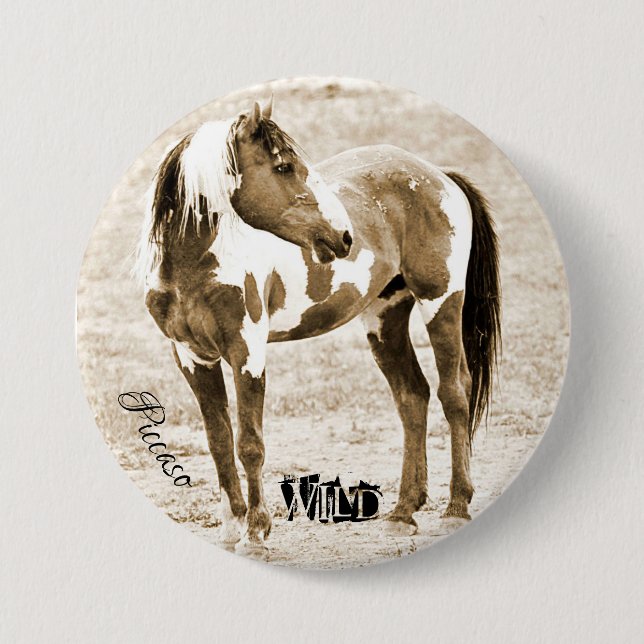 Wild Paint Horse Stallion Picasso Button (Vorderseite)