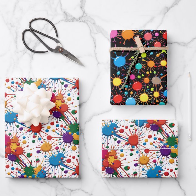 Wild Paint Spritzer Geschenkpapier Set (Vorderseite)