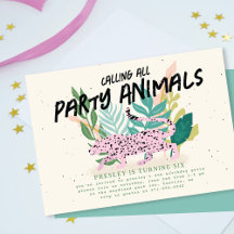 Wild Party Tiere Kindergeburtstag Party Einladung