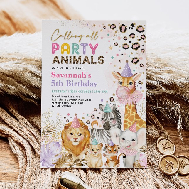 Wild Party Tiere Safari Leopard Print Birthday Einladung (Von Creator hochgeladen)
