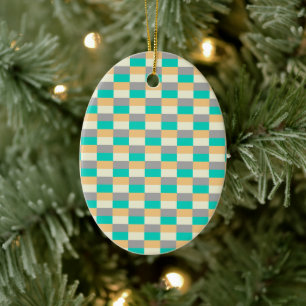Wild Pastel with Teal in Color Blocks Keramik Ornament
