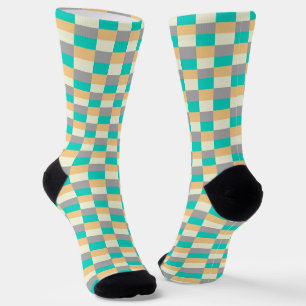 Wild Pastel with Teal in Color Blocks Socken