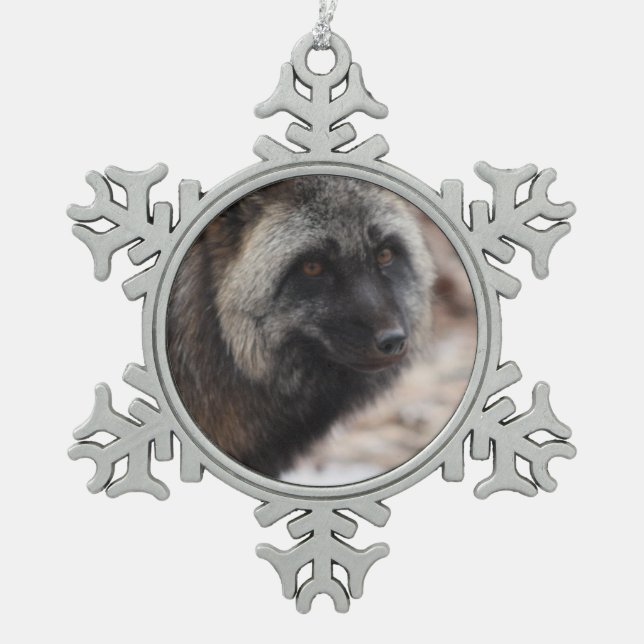 Wild Paws Midnight Snowflake gerahmter Weihnachtss Schneeflocken Zinn-Ornament (Vorderseite)