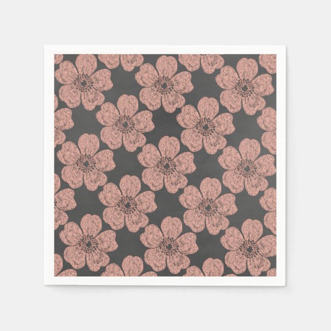 Wild Peach Rose Chalkboard Serviette (Vorderseite)