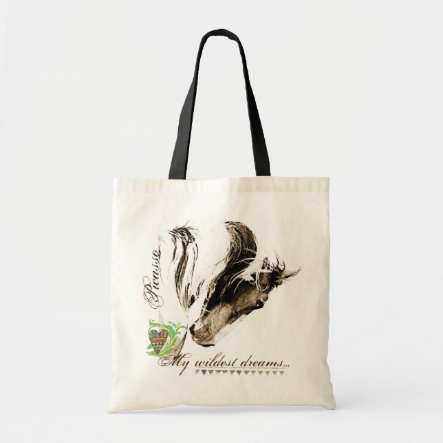 Wild Pferd Foto Picasso Boho Cowgirl Tote Bag Tragetasche (Vorne)