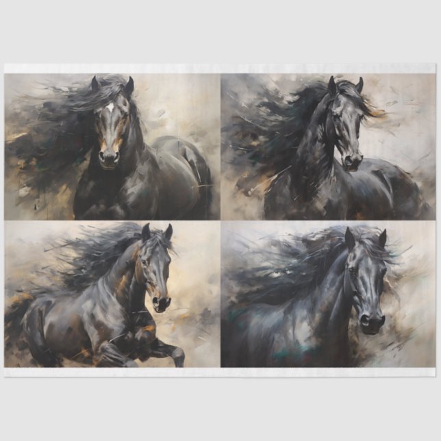 Wild Pferde Collage 3 Decoupage Paper Seidenpapier (Vorderseite)