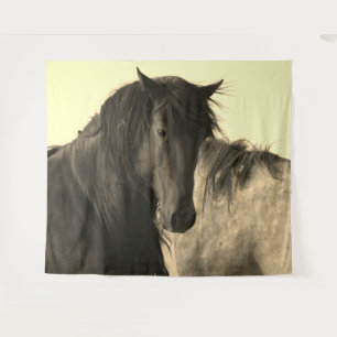 WILD PFERDE VON UTAH BLACK STALLION Tapestry Wandteppich