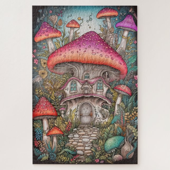 Wild-Pilz-Forest Illustration Art Puzzle (Vertikal)