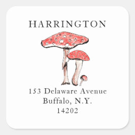 Wild Pilze Cotgore Forest HandGezeichnet Quadratischer Aufkleber