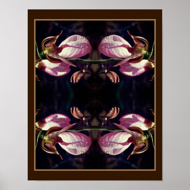 Wild Pink Lady Slipper Orchid Pair Abstrakt Poster (Vorne)