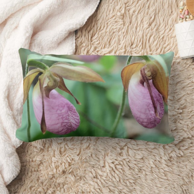 Wild Pink Lady Slipper Orchid Pair  Lendenkissen (Decke)