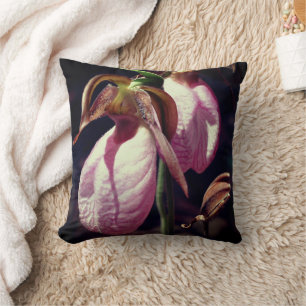 Wild Pink Lady Slipper Orchid Pair Nah Kissen