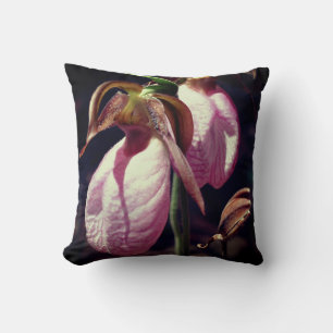Wild Pink Lady Slipper Orchid Pair Nah Kissen