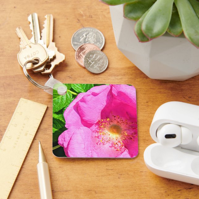 Wild Pink Rose Foto Vertrauen in die Lord Bible Ve Schlüsselanhänger (Schreibtisch)