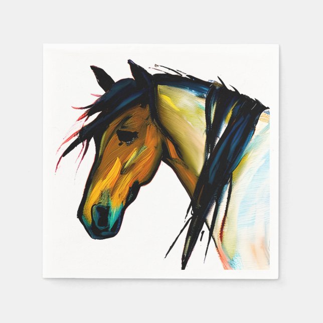 Wild Pony | Aquarellpferd Serviette (Vorderseite)