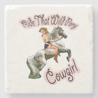 Wild Pony Cowgirl Pinup auf Pferd Untersetzer