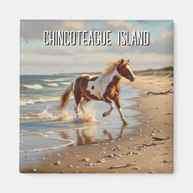Wild Pony in Chincoteague Island Virginia Travel Magnet (Vorne)