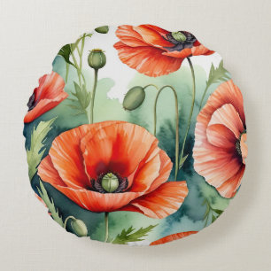 Wild Poppies Rundes Kissen