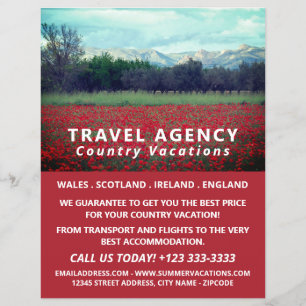 Wild Poppy Field, Reiseagentur Advert Flyer