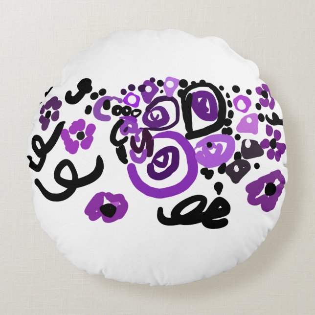 Wild Purple Peacock Rundes Kissen (Vorderseite)