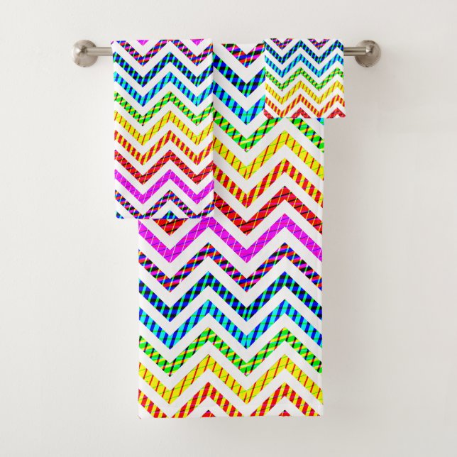 Wild-Rainbow-Zickzack Muster Badhandtuch Set (Insitu)