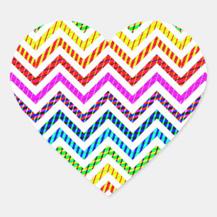 Wild-Rainbow-Zickzack Muster Herz-Aufkleber