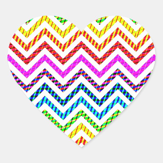 Wild-Rainbow-Zickzack Muster Herz-Aufkleber (Vorderseite)