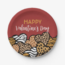 Wild Red Animal Print Heart Valentine's Day Party