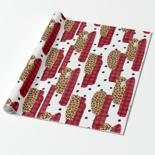 Wild Red Buffalo Kariert Leopard Print Christmas W Geschenkpapier
