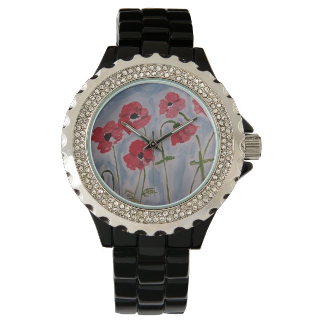 Wild Red Poppies Armbanduhr (Vorderseite)
