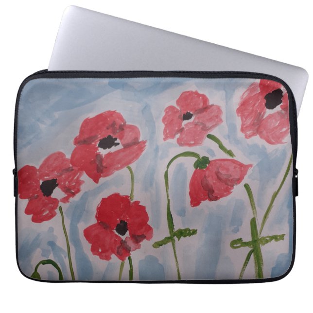 Wild Red Poppies Electronics Bag Laptopschutzhülle (Vorderseite)