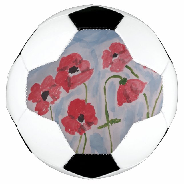 Wild Red Poppies Fußball (Vorderseite)