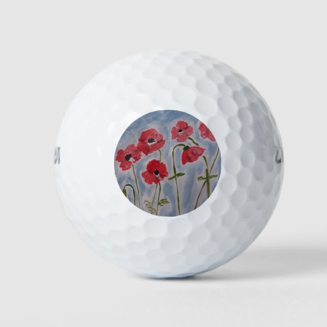 Wild Red Poppies Golfball (Vorderseite)